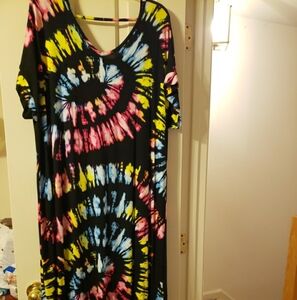 Lularoe Multi-colored Tie Dye Macy Dress Size 2XL NWT